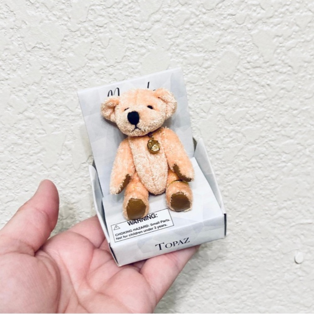 Vintage Russ Berrie Mini Bear Bday Month Birthstone November 3” Nib Topaz